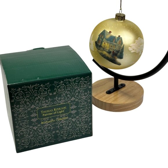 Thomas Kinkade "Blessings Of Christmas" Glass Hand-Painted Ornament Collectible - Picture 1 of 8